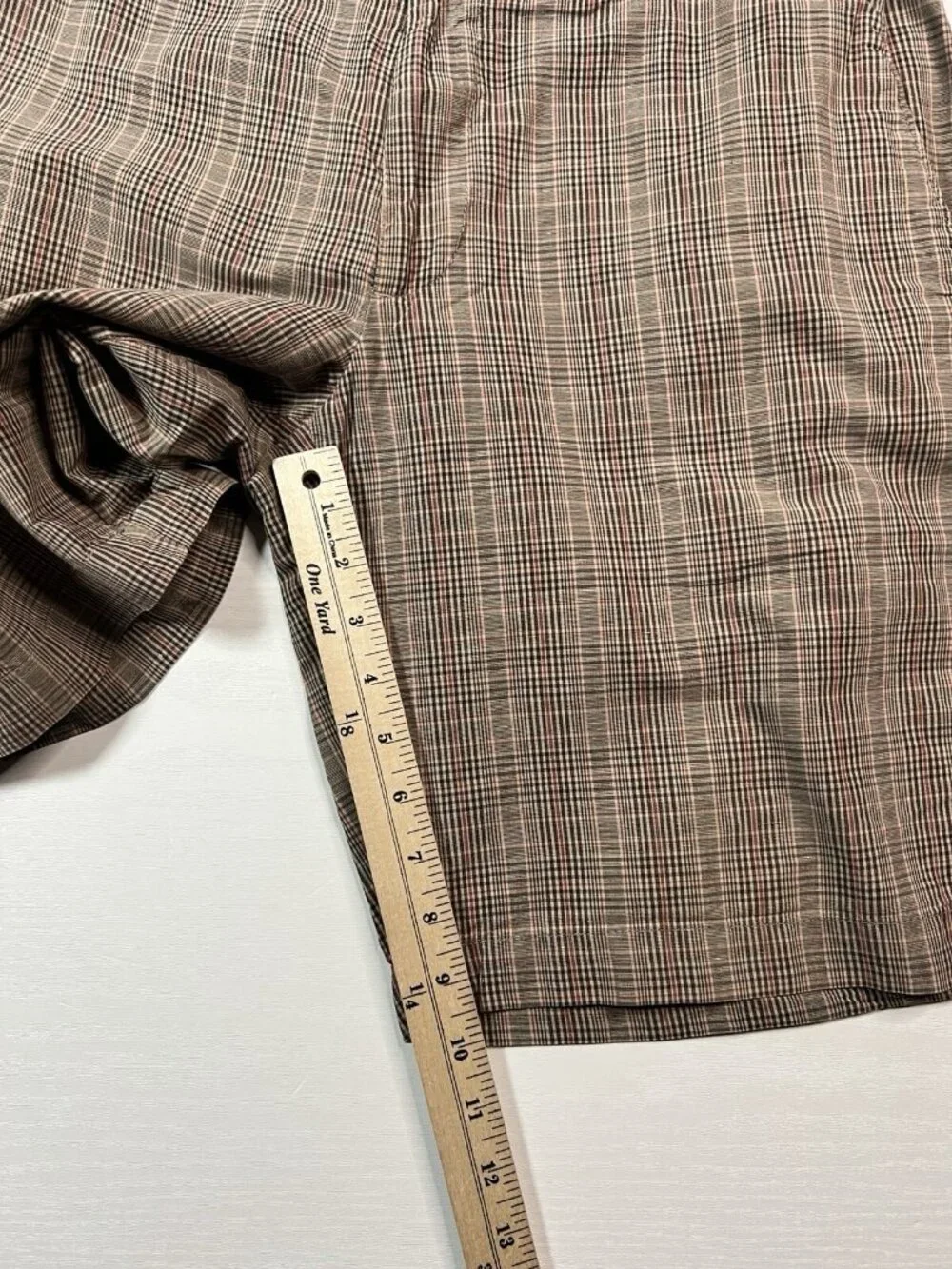Banana Republic Linen Blend Glen Check Plaid Shorts 9 Inch Inseam Mens 33